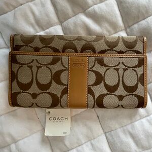 Coach Signature Brown and Tan Wallet